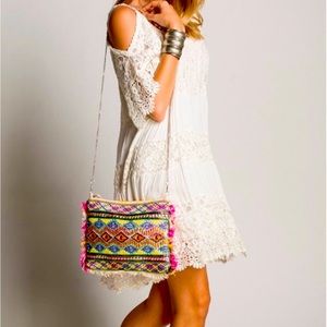 Muche Muchette white dress shoulders Lace. One Size